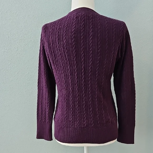 Eddie Bauer Purple Cable Knit Cardian - Picture 2 of 4